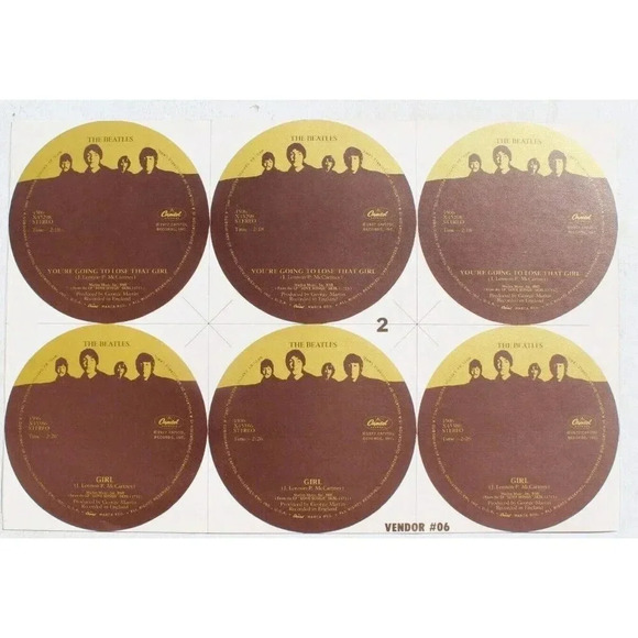 Rare Unpressed The Beatles Girl / You're Going TO Loose That Girl 45" Label - Picture 1 of 4